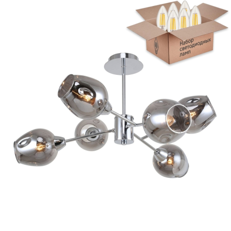 Люстра на штанге F-Promo Tilda с лампочками 2657-6U+Lamps E14 Свеча 