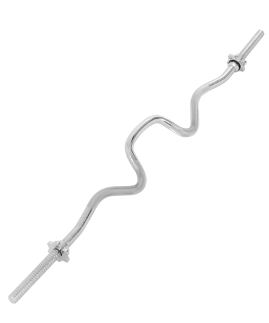 Нарушена упаковка! <381848> Гриф для штанги BB-102 W-образный, 120 см, d=25 мм, металлический, с металлическими замками, хром 4680459126627