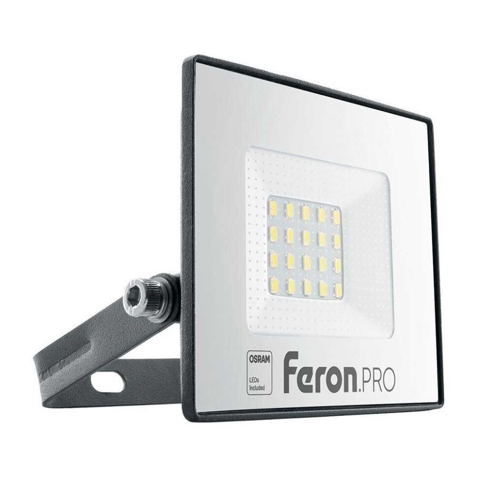 Светодиодный прожектор 20W 6400K (холодный) IP65 Feron PRO LL-1000 41538 светодиодный прожектор feron ll 913 переносной с зарядным устройством ip65 30w 6400k артикул 32089
