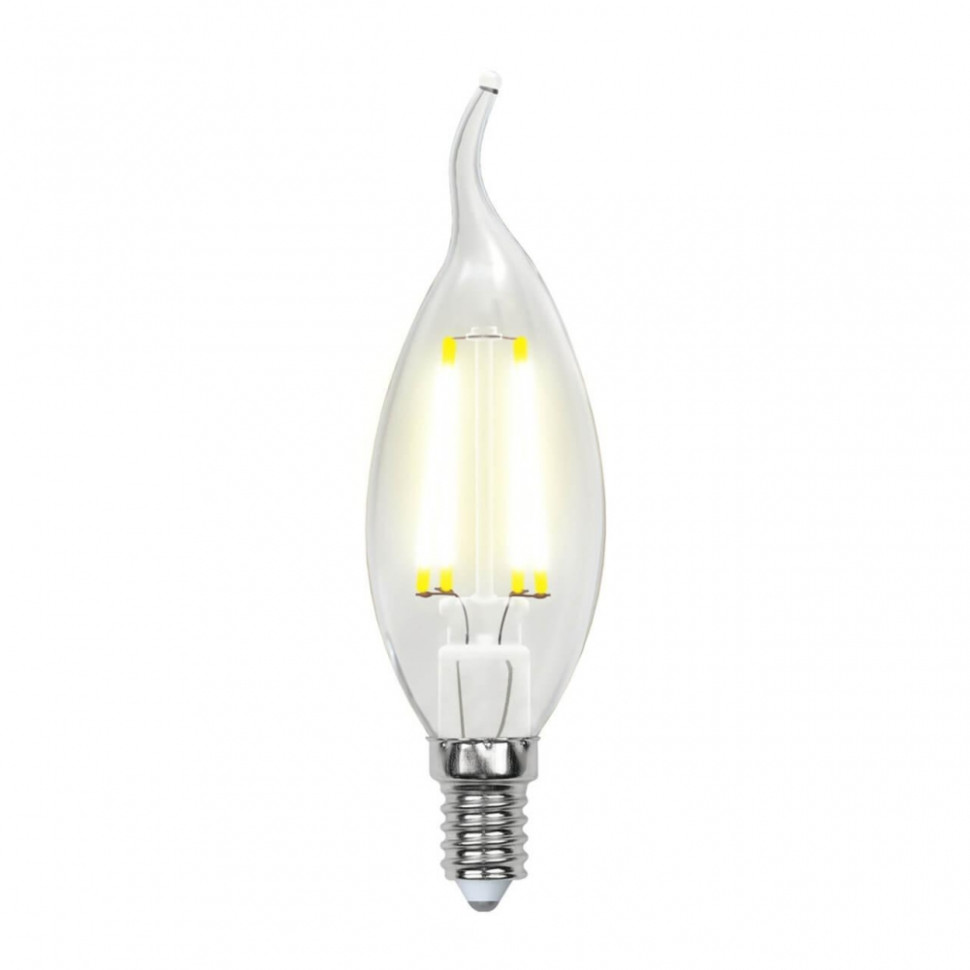 Лампа светодиодная E14 6W 4000K (Белый свет) свеча на ветру прозрачная Uniel Sky LED-CW35-6W/NW/E14/CL PLS02WH картон (UL-00001374) LED-CW35-6W/NW/E14/CL PLS02WH картон - фото 1