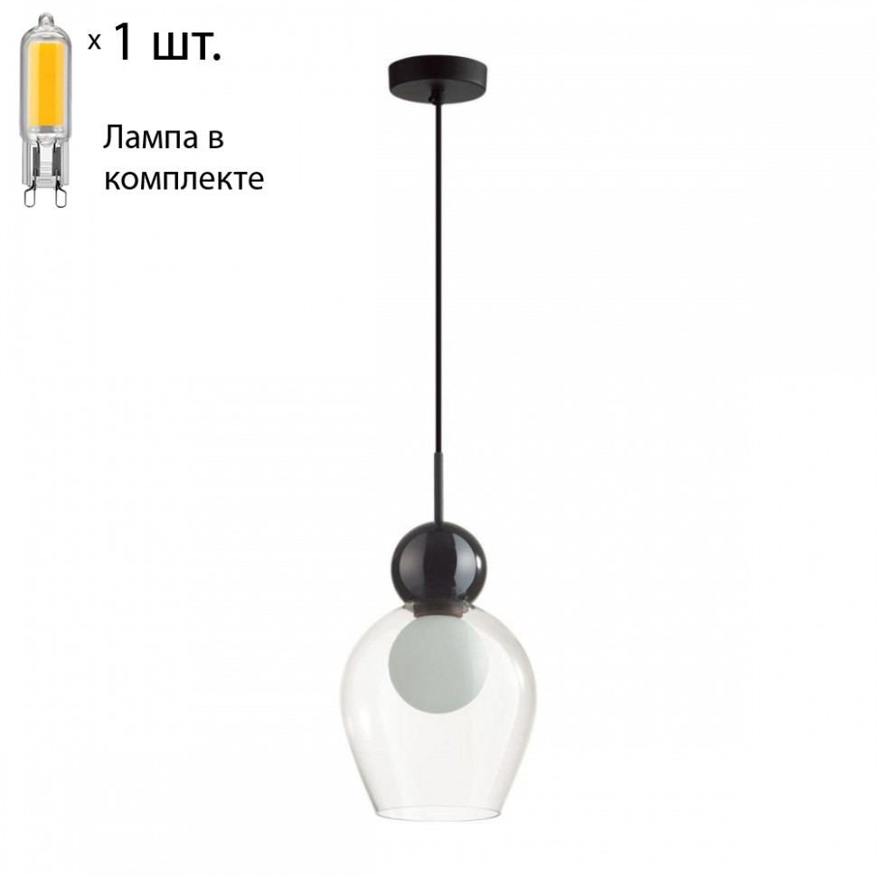 Подвесной светильник с лампочкой Odeon 5023/1+Lamps, цвет черный 5023/1+Lamps - фото 1