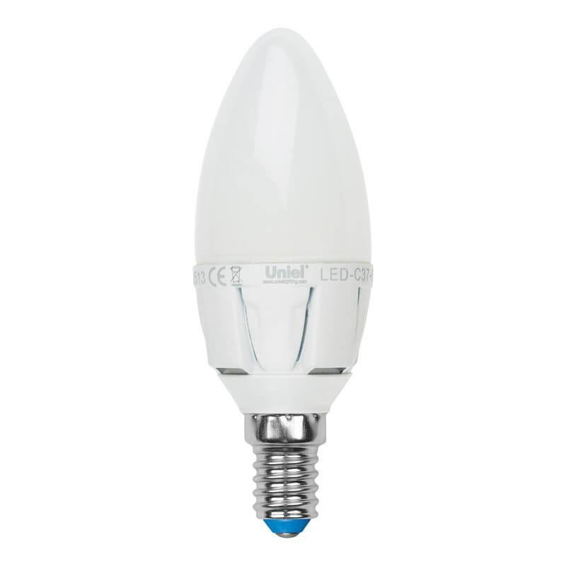 Лампа светодиодная диммируемая свеча E14 6W 3000K (теплый белый) Uniel Palazzo LED-C37-6W/WW/E14/FR/DIM PLP01WH картон (UL-00000690)