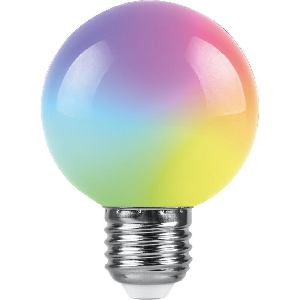 Светодиодная лампа E27, 1W, RGB, G45 для гирлянд белт-лайт CL25, CL50, Feron LB-37 (38116)