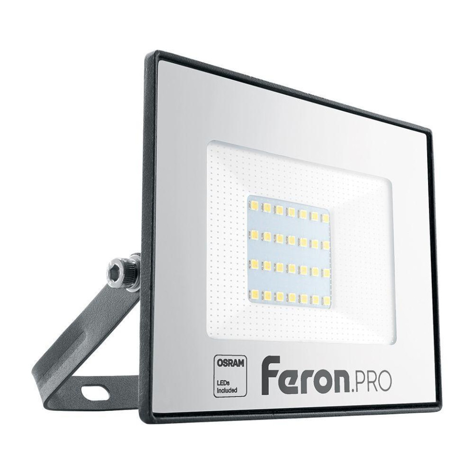 Светодиодный прожектор 30W 6400K (холодный) IP65 Feron PRO LL-1000 41539, цвет черный - фото 1