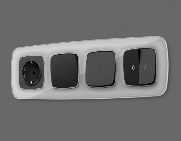 Накладка для розетки с заземлением и со шторками Ambrella Volt OMEGA OP8070