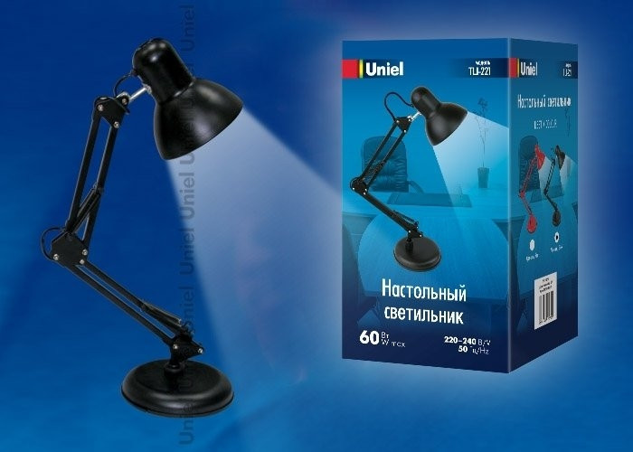 Настольная лампа с механическим выключателем Uniel TLI-221 BLACK (UL-00002120), цвет черный TLI-221 BLACK E27 - фото 2