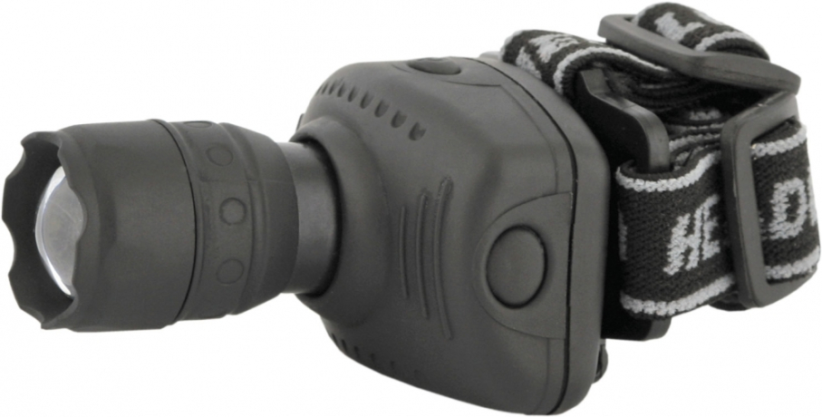 Светодиодный налобный фонарь на алкалиновых батарейках. Дальность 25м. Ultraflash 188935 11549