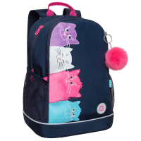 Нарушена упаковка!  <796750> Рюкзак GRIZZLY школьный, анатомическая спинка, 2 отделения, для девочек, "STAY CHEERFUL", 38х28х18 см, RG-463-6/1 (274188)