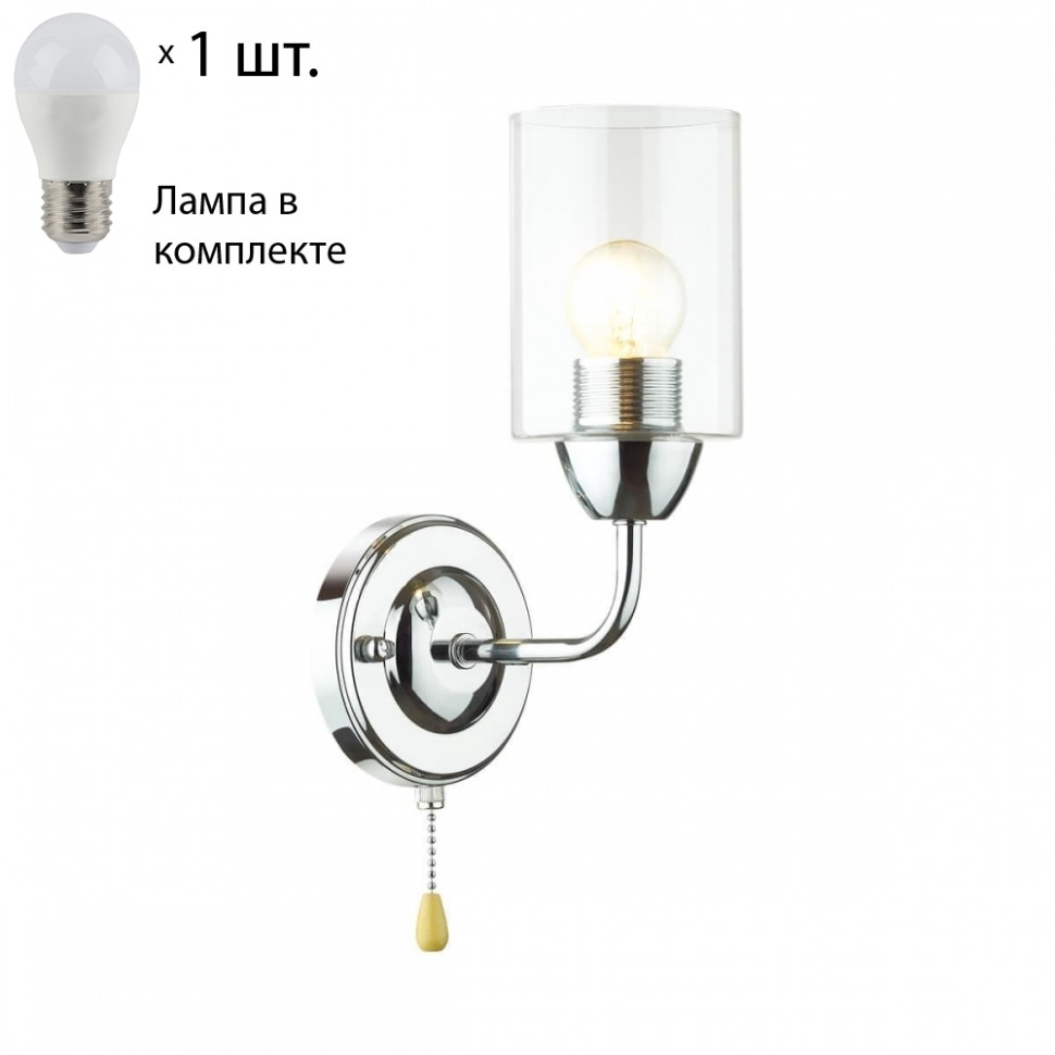 Бра Lumion Jerry с лампочкой 4529/1W+Lamps E27 P45, цвет хром 4529/1W+Lamps E27 P45 - фото 1