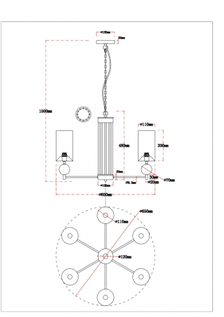 Люстра подвесная с лампочками Arte lamp A4027LM-6PB+Lamps 