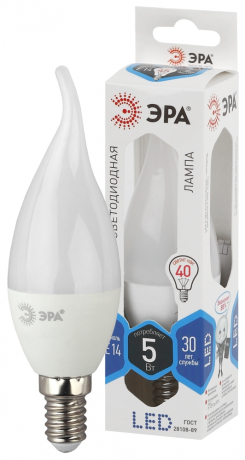 Лампа светодиодная ЭРА E14 5W 4000K матовая LED BXS-5W-840-E14 Б0027968 