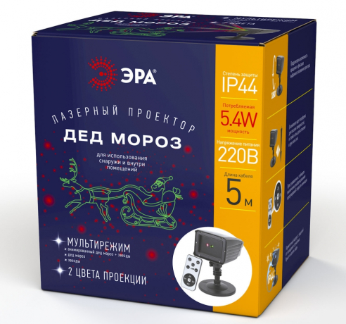 Проектор ЭРА дед мороз 220V IP44 5,4W разноцветный ENIOP-02 182743