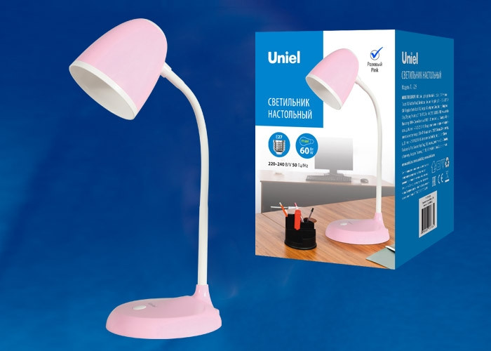 Настольная лампа Uniel Standard TLI-228 PINK E27 (UL-00003653), цвет розовый - фото 1