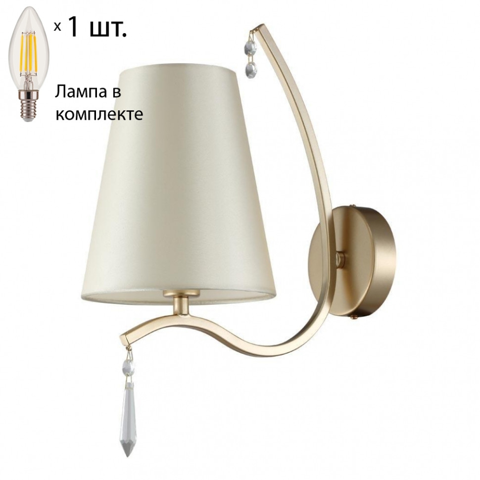 Бра Crystal Lux с лампочкой RENATA AP1 GOLD+Lamps E14 Свеча