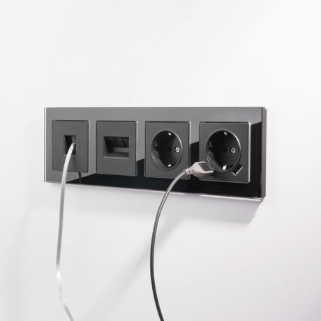 Розетка Ethernet RJ-45 (черный матовый) Werkel 90672