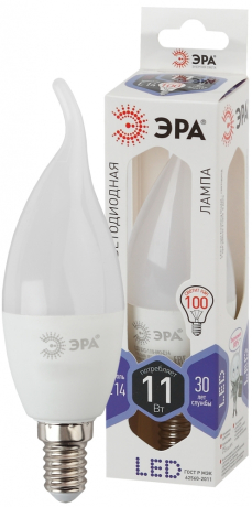Лампа светодиодная ЭРА E14 11W 6000K матовая LED BXS-11W-860-E14 Б0032994 