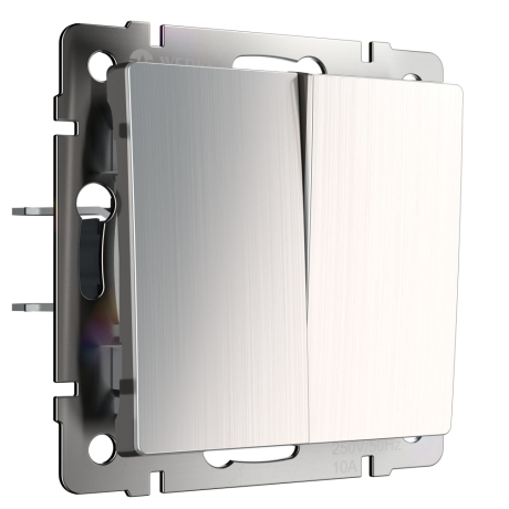 Выключатель двухклавишный проходной (глянцевый никель) Werkel 88851