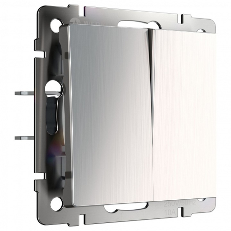 Выключатель проходной двухклавишный без рамки Werkel глянцевый никель W1122002