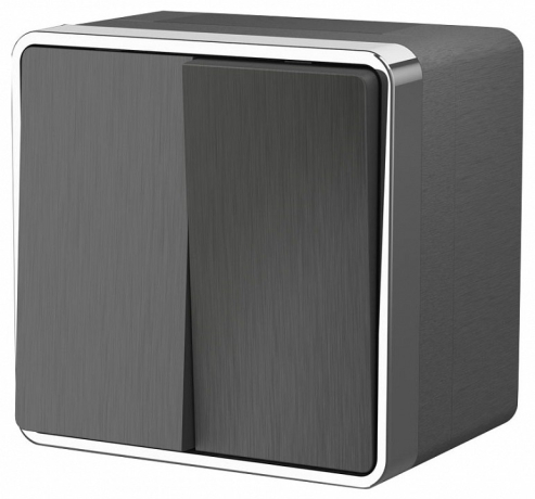 Выключатель двухклавишный влагозащищенный Werkel Gallant (графит рифленый) W5020204