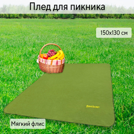 Плед для пикника 150х130 см флисовый BoyScout 61060