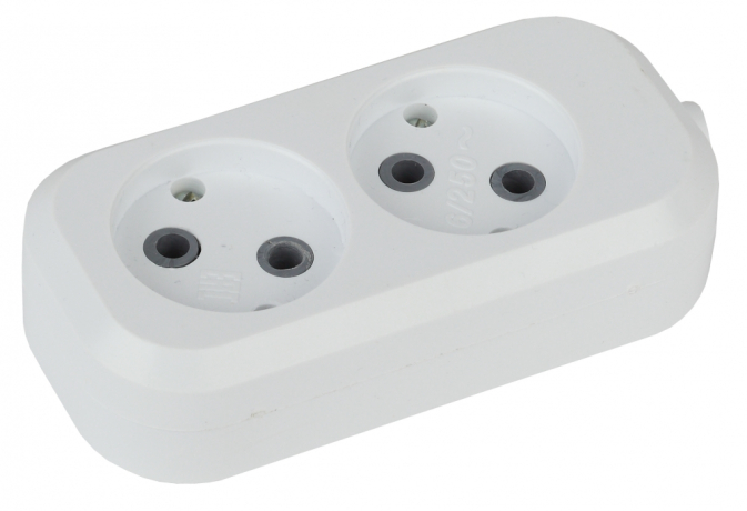 Колодка ЭРА  2 розетки без зазeмления белая 168073