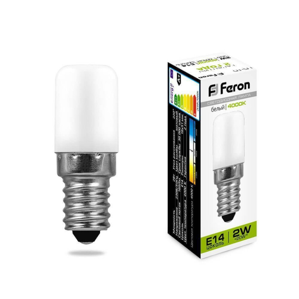Светодиодная лампа для холодильника E14 2W 4000K (белый) Feron LB-10 25897