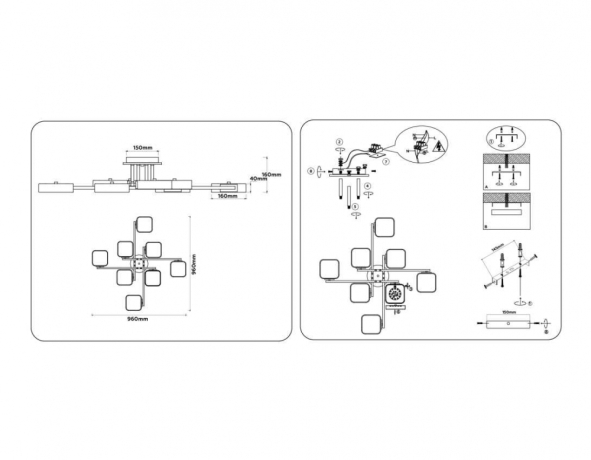 Люстра на штанге Ambrella light COMFORT FL4888 