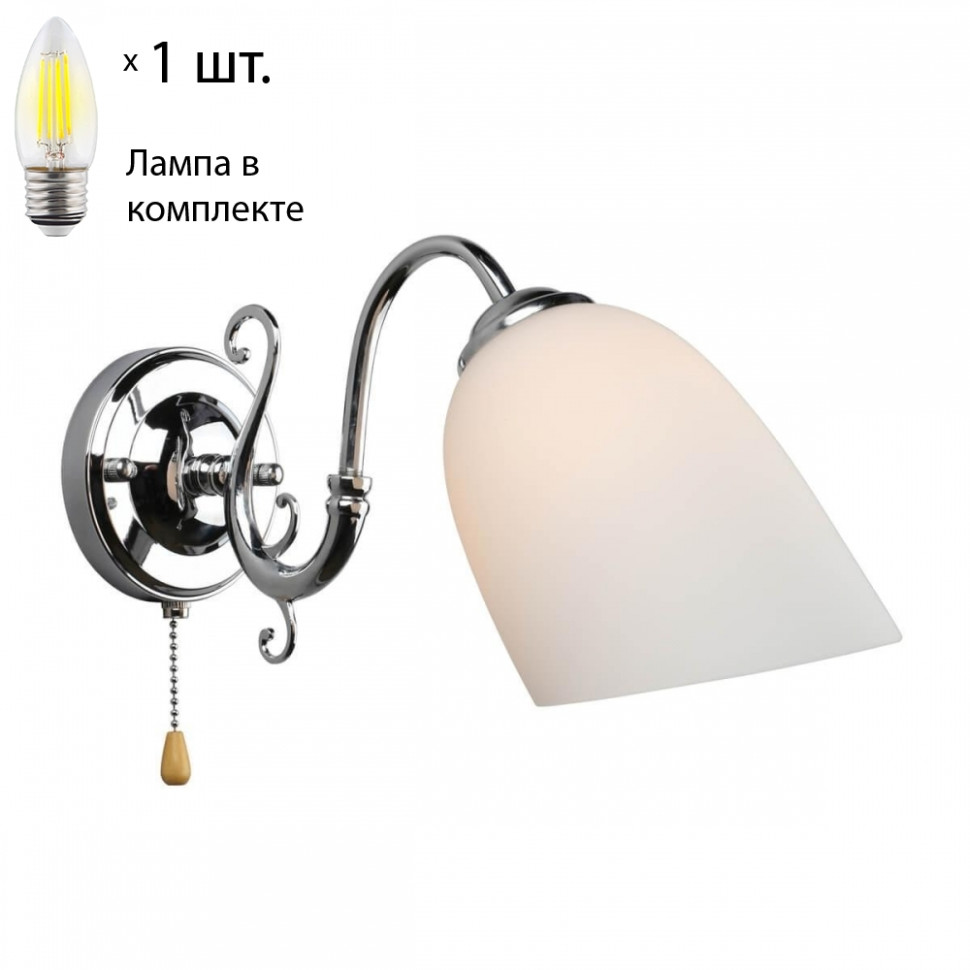 Бра с лампочкой Omnilux OML-29101-01+Lamps, цвет хром OML-29101-01+Lamps - фото 1