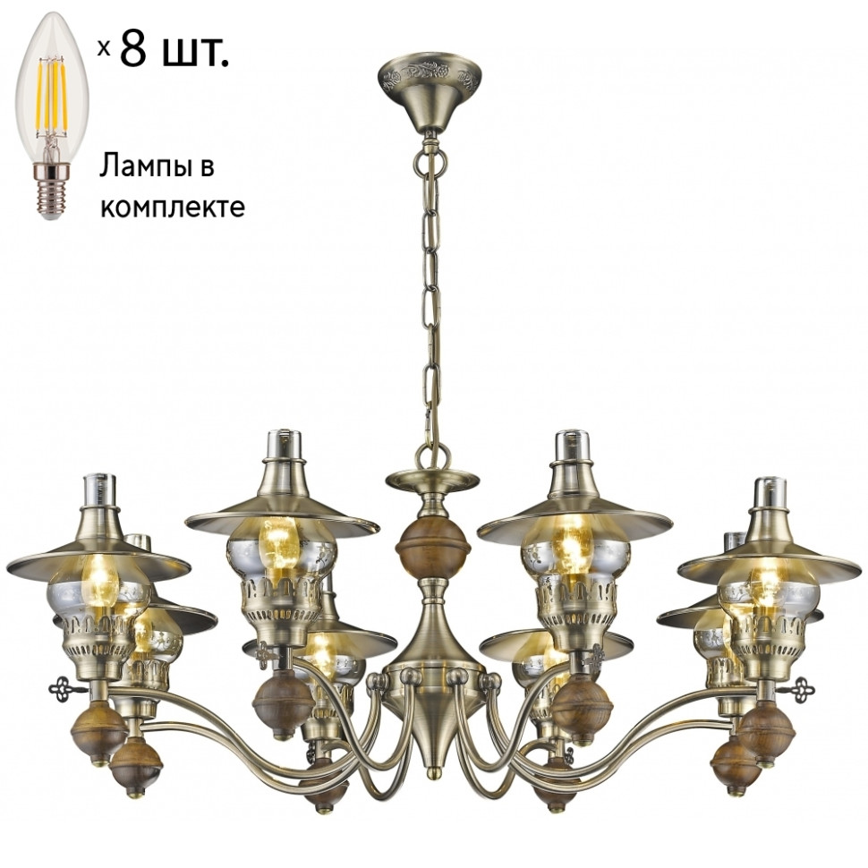 Подвесная люстра с лампочками Velante 305-503-08+Lamps, цвет бронза 305-503-08+Lamps - фото 1