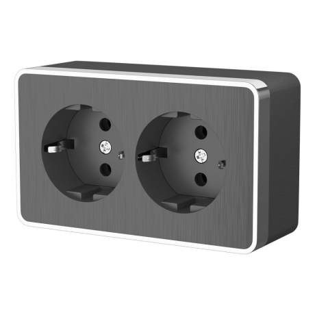 Розетка двойная с заземлением Werkel Gallant (графит рифленый) W5072104