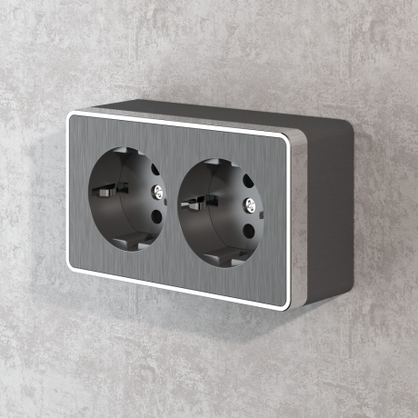 Розетка двойная с заземлением Werkel Gallant (графит рифленый) W5072104