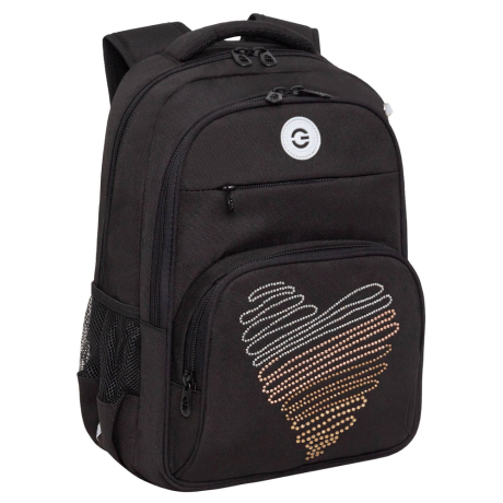Нарушена упаковка!  <796757> Рюкзак GRIZZLY школьный, анатомическая спинка, 2 отделения, для девочек, "DIAMOND HEART", 39х30х20 см, RG-568-3/1 (274204)