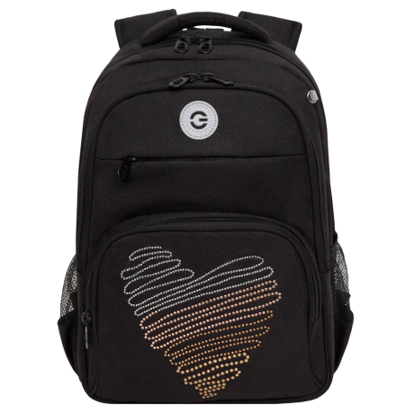 Нарушена упаковка!  <796757> Рюкзак GRIZZLY школьный, анатомическая спинка, 2 отделения, для девочек, "DIAMOND HEART", 39х30х20 см, RG-568-3/1 (274204)