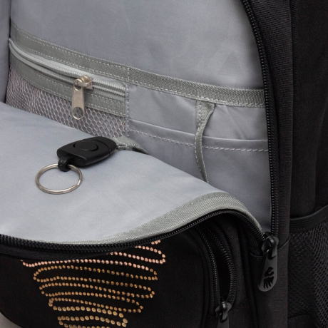 Нарушена упаковка!  <796757> Рюкзак GRIZZLY школьный, анатомическая спинка, 2 отделения, для девочек, "DIAMOND HEART", 39х30х20 см, RG-568-3/1 (274204)