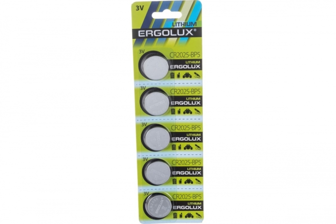 Ergolux.CR2025 BL-5 (CR2025-BP5, батарейка литиевая,3V) (12050)
