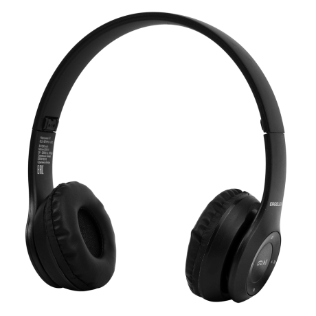 ERGOLUX ELX-BTHP01-C02 (Наушники накладные беспроводные, FM, MP3, микрофон, Черные, Коробка) (15355)