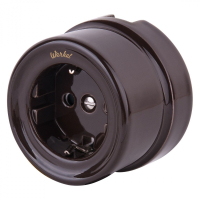 Розетка с заземлением Werkel Ретро (коричневый) W5671014