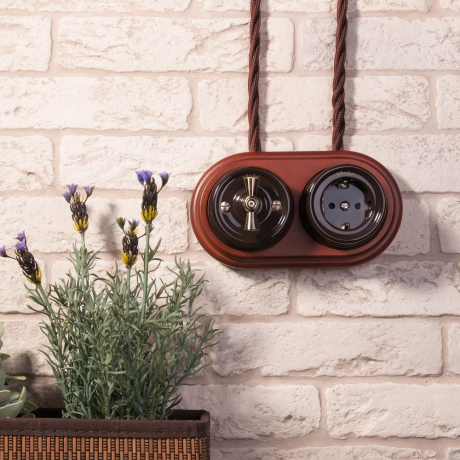 Розетка с заземлением Werkel Ретро (коричневый) W5671014