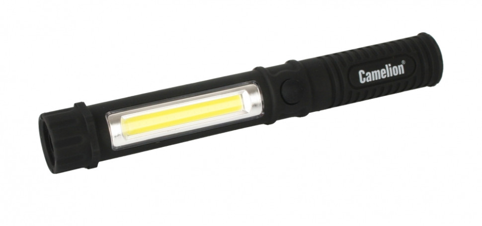 Ручной светодиодный фонарь на батарейках. Дистанция освещения дальний свет - 30 м., ближний - 7 м. 2 режима работы. Сamelion LED51521 (13361), цвет черный