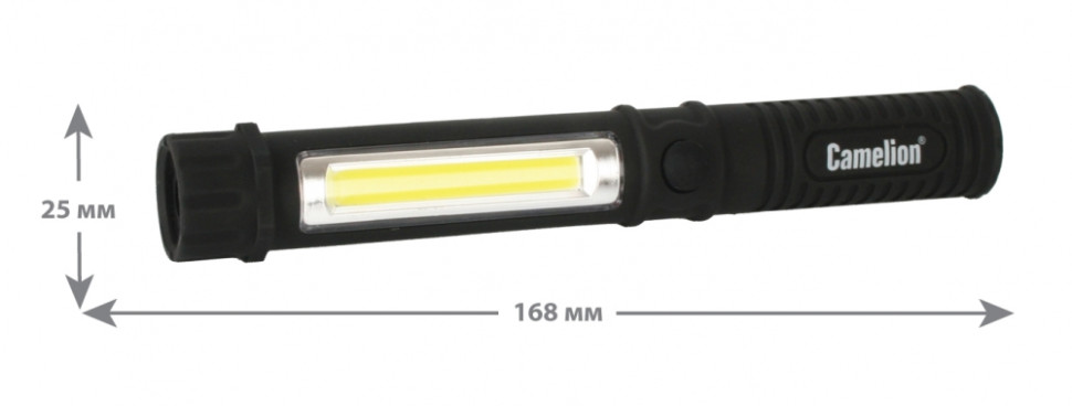 Ручной светодиодный фонарь на батарейках. Дистанция освещения дальний свет - 30 м., ближний - 7 м. 2 режима работы. Сamelion LED51521 (13361), цвет черный - фото 2