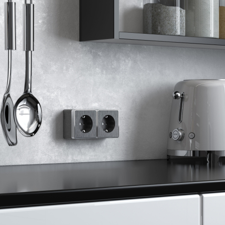 Розетка с заземлением Werkel Gallant (графит рифленый) W5071004