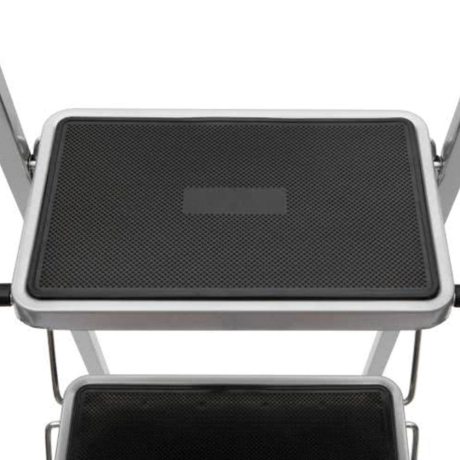 Стремянка стальная КЛАСС ПЛЮС, 2 ШИРОКИЕ СТУПЕНИ 20х30 см, верхняя площадка 45 см, до 120 кг, 123302 (605742)