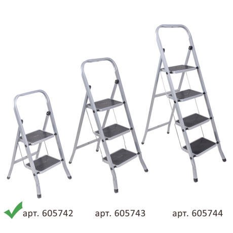 Стремянка стальная КЛАСС ПЛЮС, 2 ШИРОКИЕ СТУПЕНИ 20х30 см, верхняя площадка 45 см, до 120 кг, 123302 (605742)