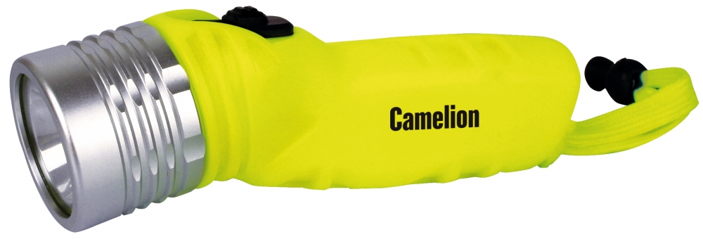 Фонарь для дайвинга на батарейках. Дистанция освещения - 20м в прозрачной воде, 10м - в воде пониженной прозрачности, 40м - на открытом воздухе. Camelion 188989