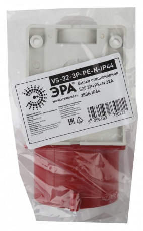 Вилка стационарная 525 3Р+РЕ+N 32А 380В IP44 Эра 168091