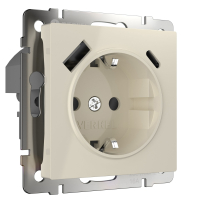 Розетка с заземлением и со шторками и 2хUSB, без рамки Werkel слоновая кость W1171703