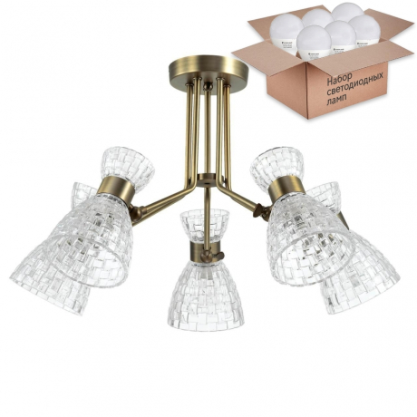 Потолочная люстра с лампочками Lumion Jackie 3704/5C+Lamps E14 P45 
