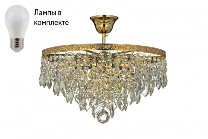 Потолочная люстра с лампочками Arti Lampadari Castellana E 1.3.38.602 G+Lamps 