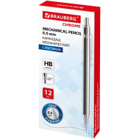Нарушена упаковка! <653886> Карандаш механический 0,5 мм, HB, BRAUBERG "CHROME", металлический корпус, 181977 (181977)