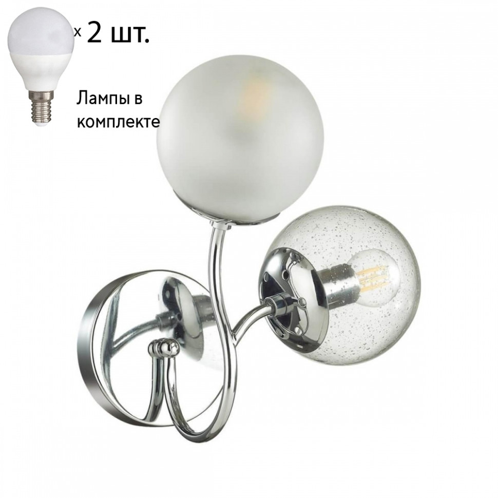 Бра Lumion Candice с лампочками 4554/2W+Lamps E14 P45, цвет хром 4554/2W+Lamps E14 P45 - фото 1